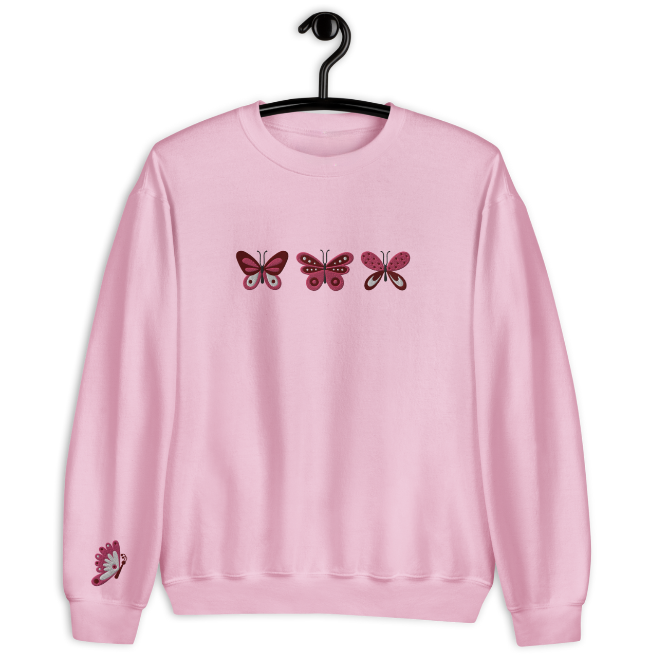 Pink Butterfly Embroidery Sweatshirt