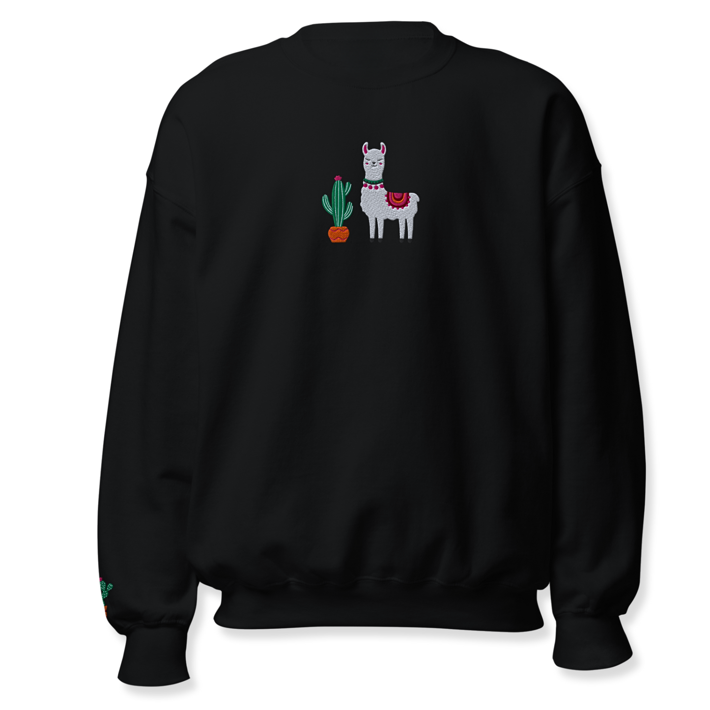 Lama and Cactus Embroidery Unisex Sweatshirt