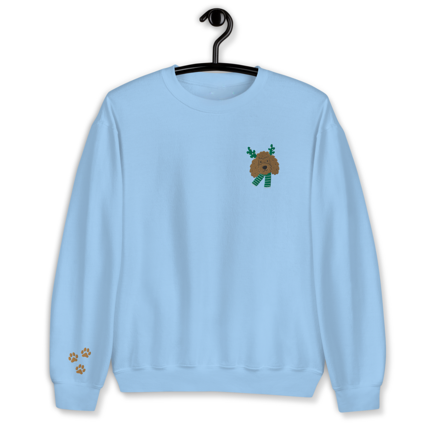 Dog Face with Green Scarfe Embroidery Unisex Sweatshirt