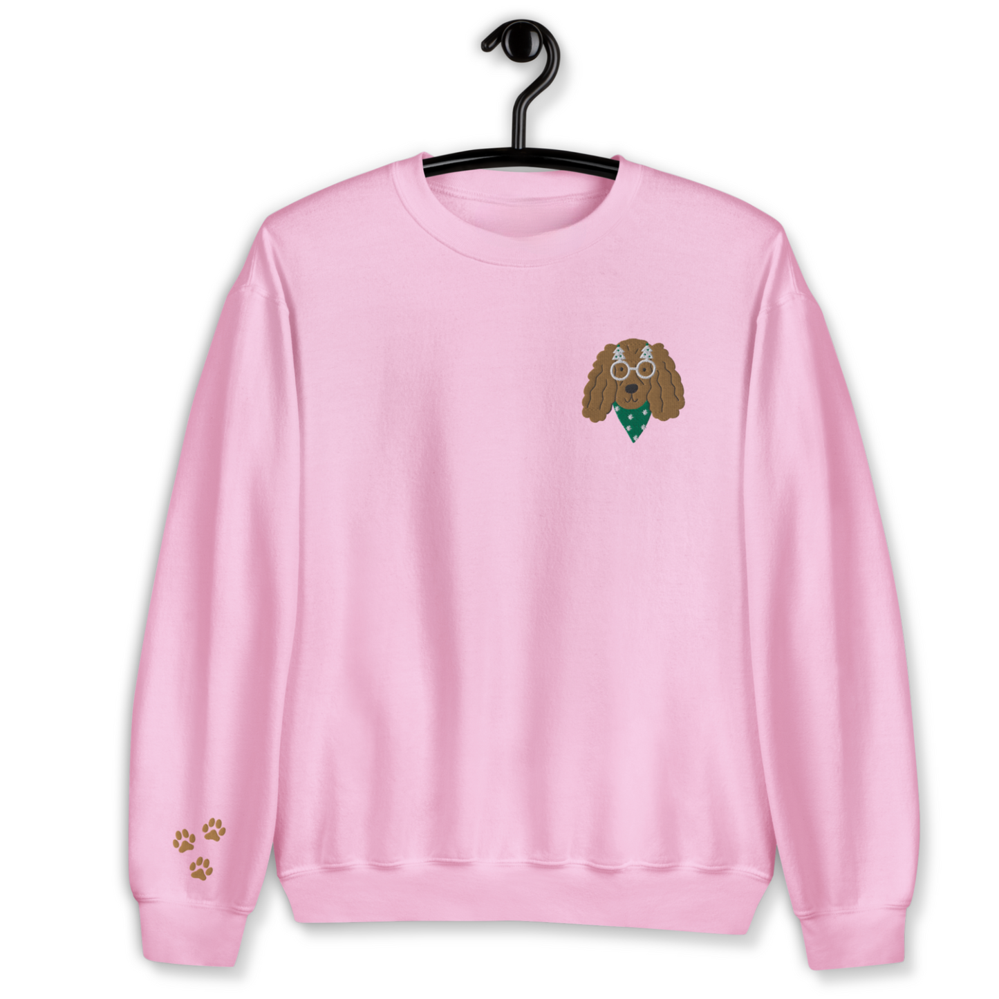 Dog wearing Christmas Glasses Embroidery Unisex Sweatshirt