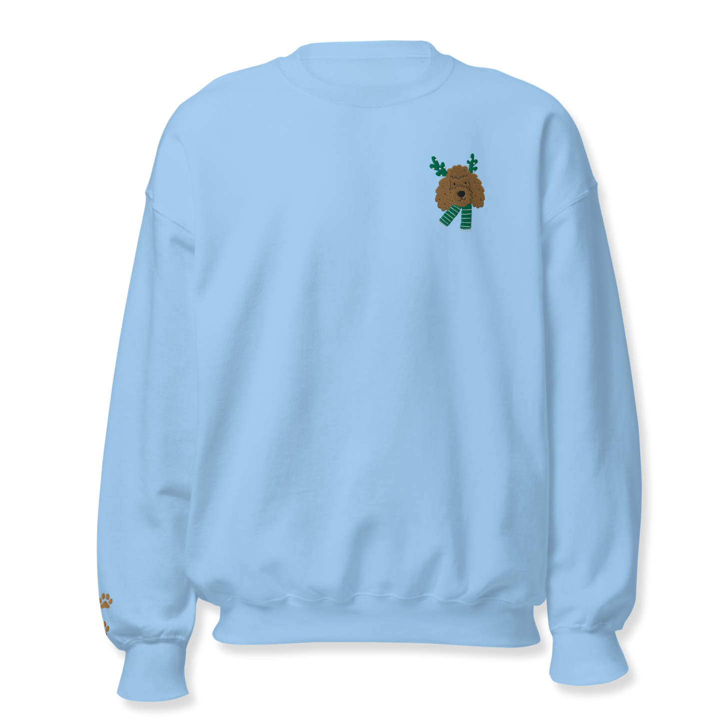 Dog Face with Green Scarfe Embroidery Unisex Sweatshirt