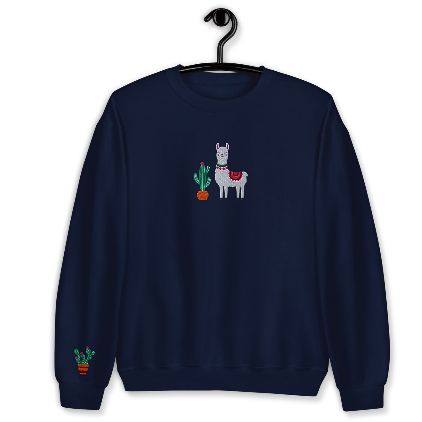 Lama and Cactus Embroidery Unisex Sweatshirt