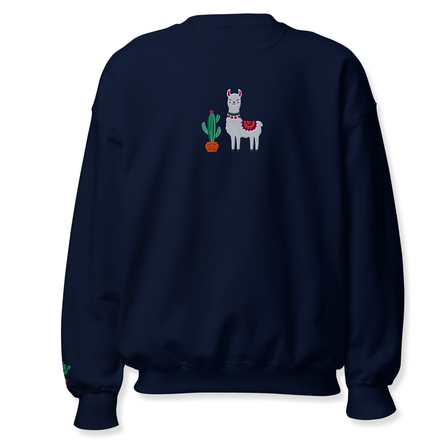 Lama and Cactus Embroidery Unisex Sweatshirt