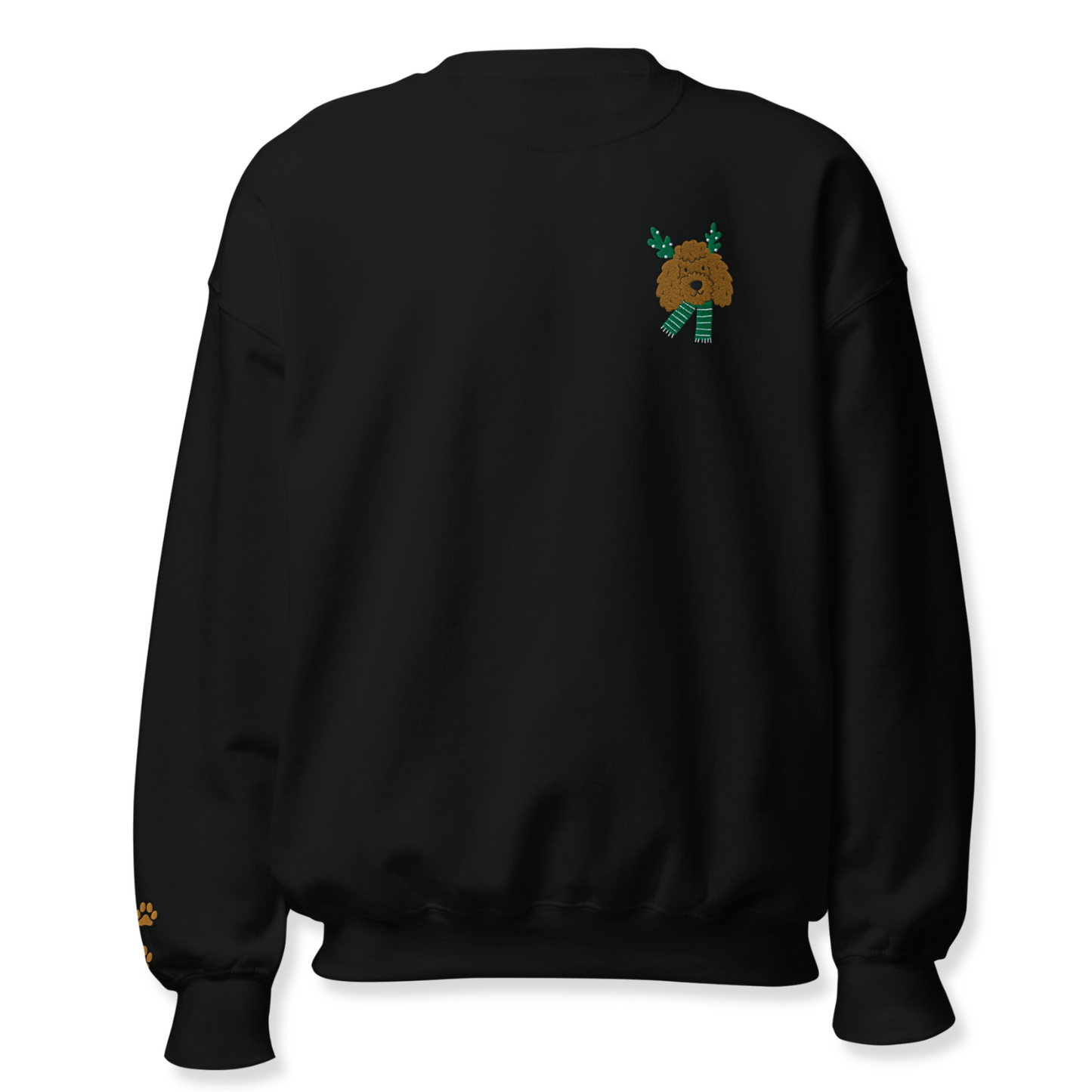 Dog Face with Green Scarfe Embroidery Unisex Sweatshirt