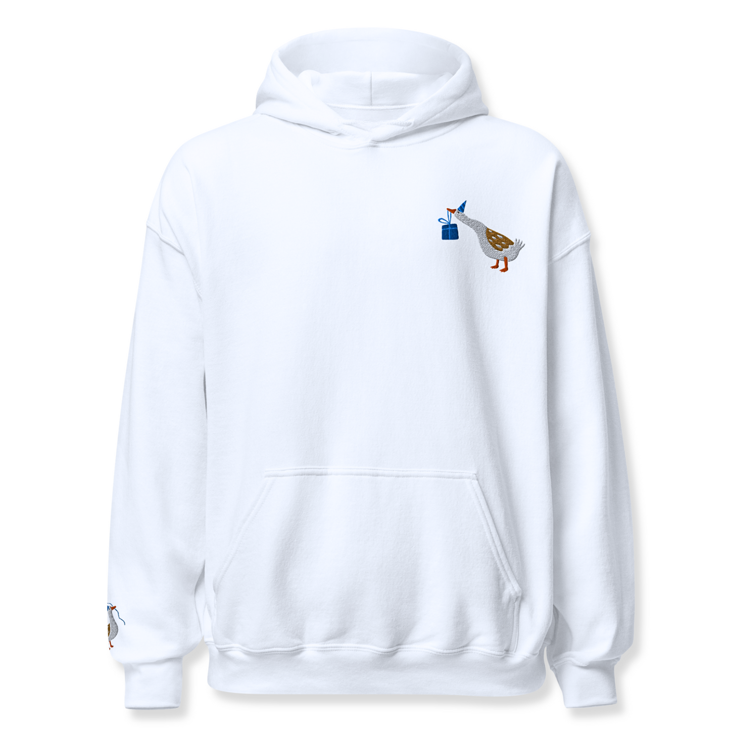 Duck with a gift Embroidery Unisex Hoodie