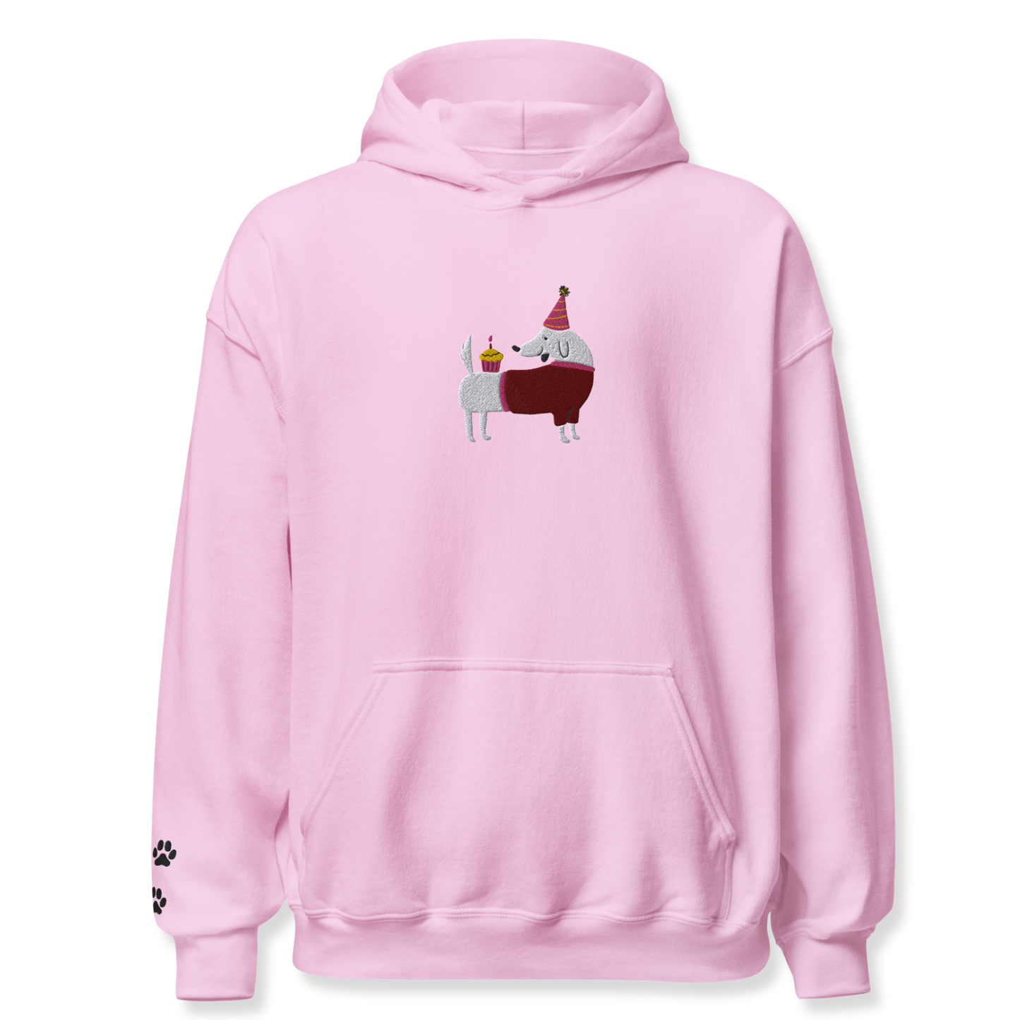 Dog with Cupcake Embroidery Unisex Hoodie