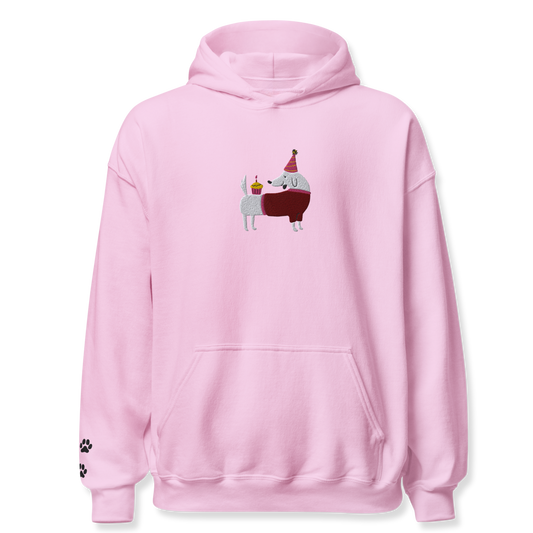 Dog with Cupcake Embroidery Unisex Hoodie