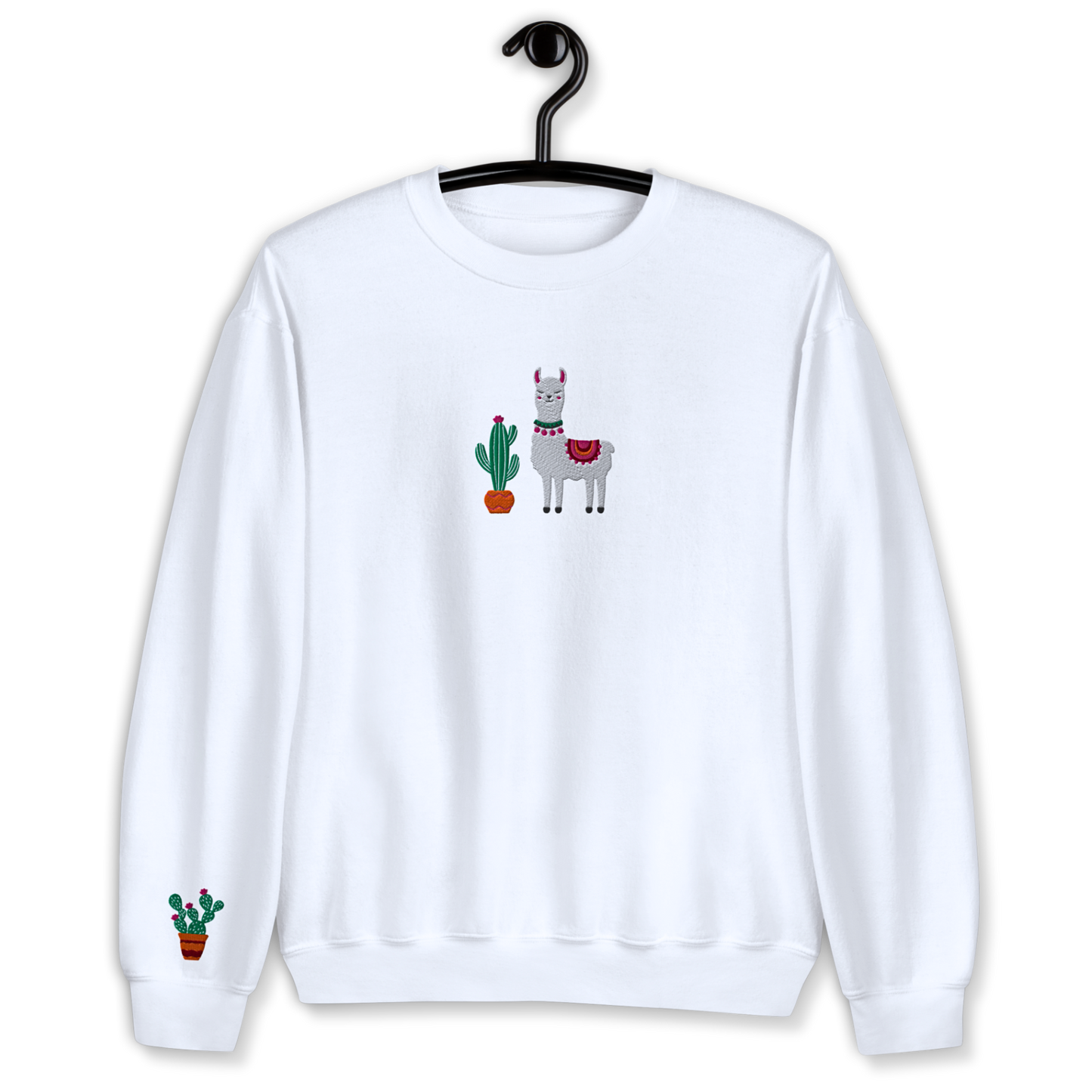 Lama and Cactus Embroidery Unisex Sweatshirt