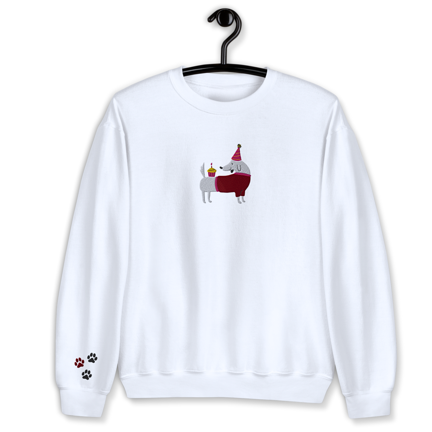 Dog with Cupcake Embroidery Unisex Sweatshirt