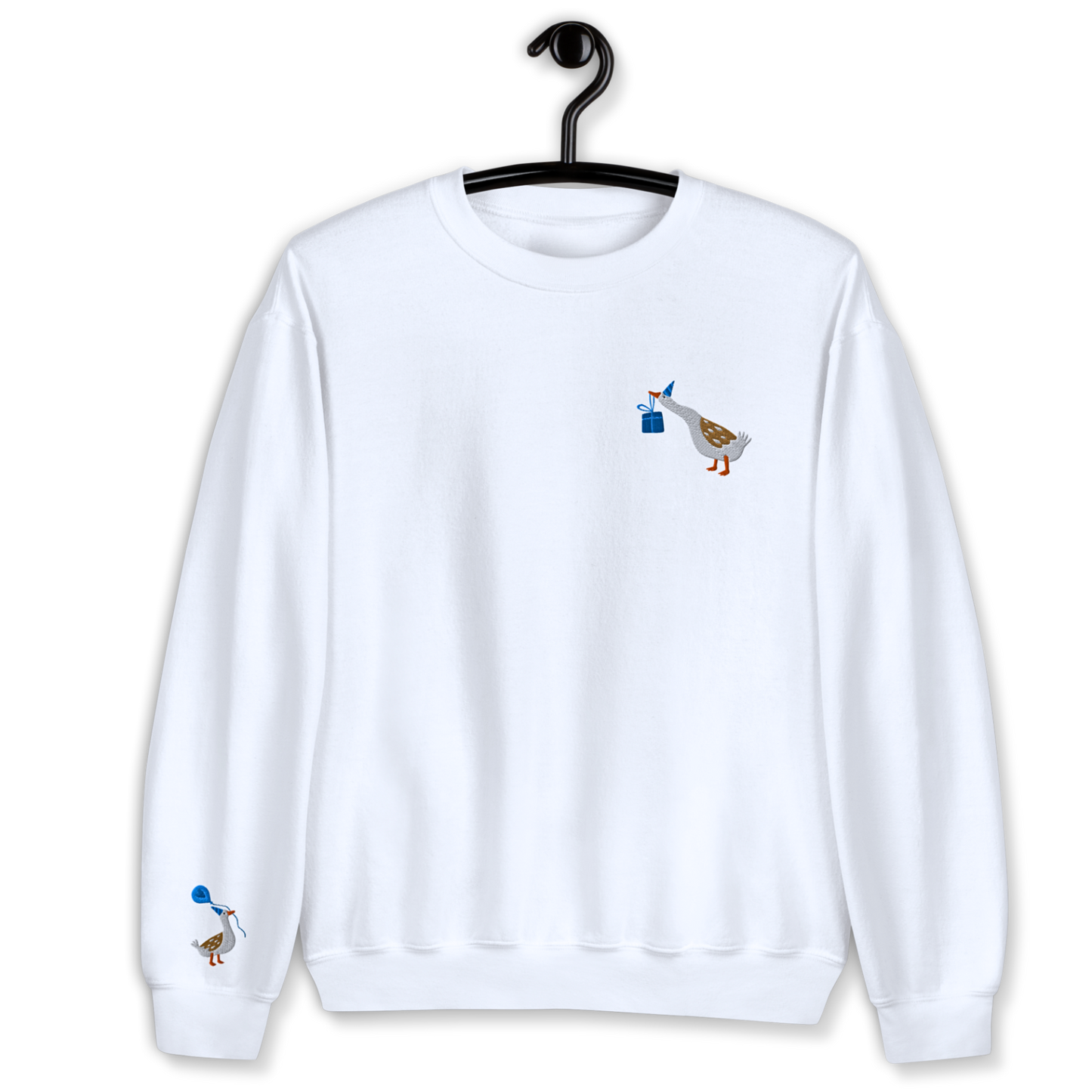 Duck with a gift Embroidery Unisex Sweatshirt