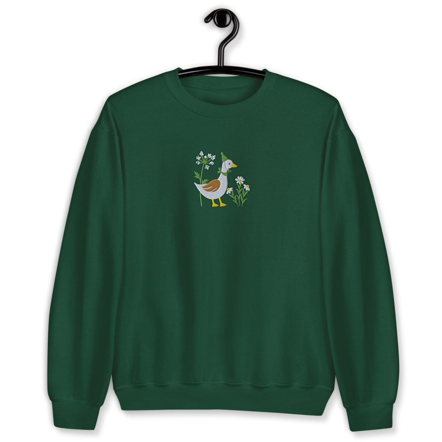 Duck with Daisy Embroidery Unisex Sweatshirt