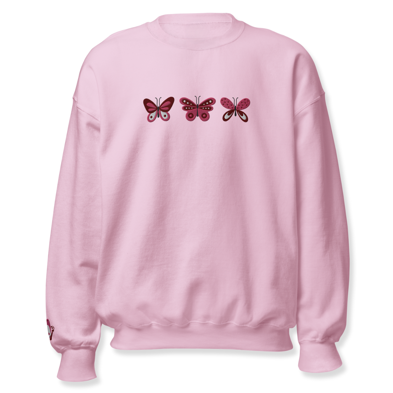 Pink Butterfly Embroidery Sweatshirt