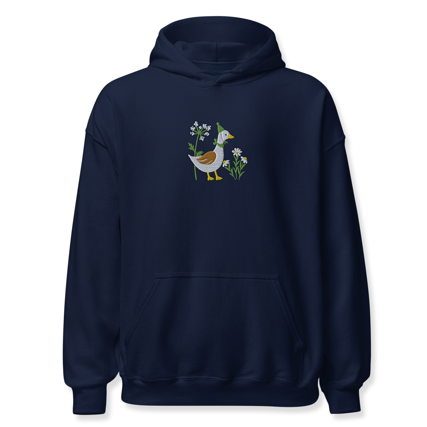 Duck with Daisy Embroidery Unisex Hoodie