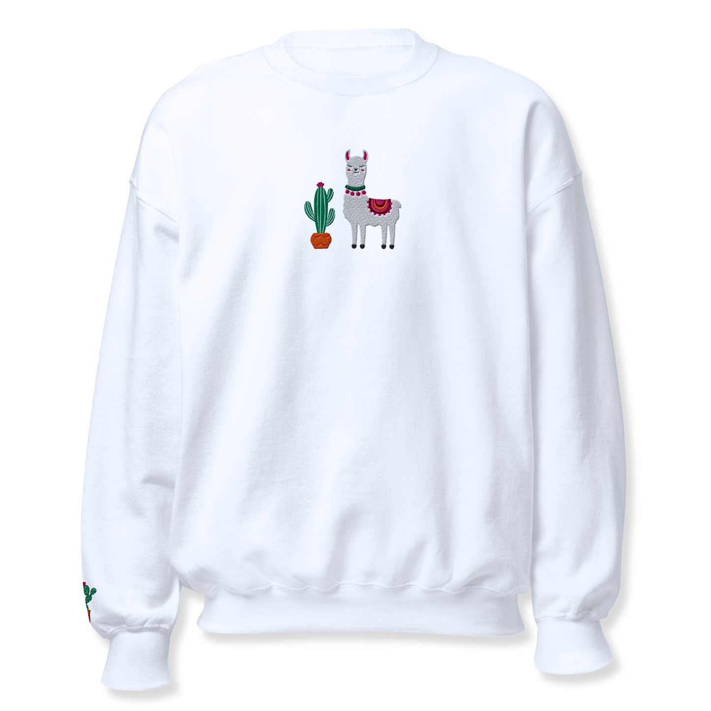 Lama and Cactus Embroidery Unisex Sweatshirt