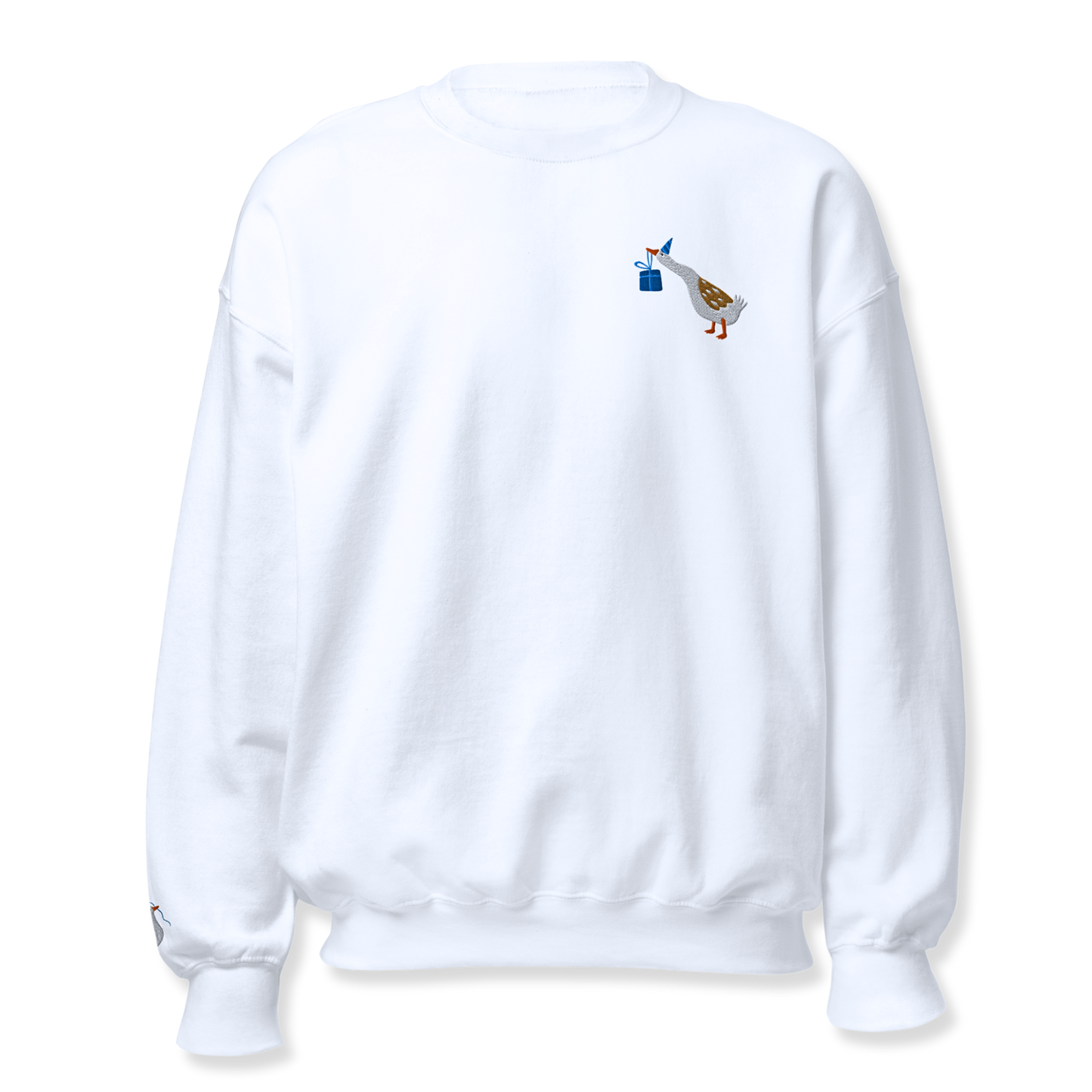 Duck with a gift Embroidery Unisex Sweatshirt