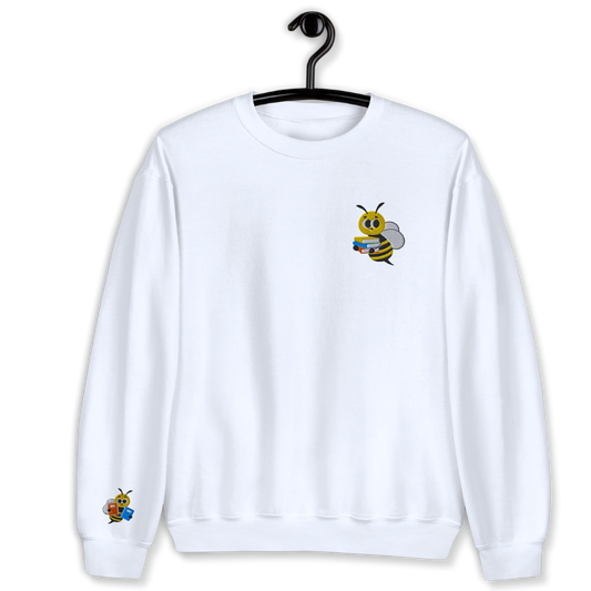 Honey Bee with Books Embroidery Unisex Sweatshirt