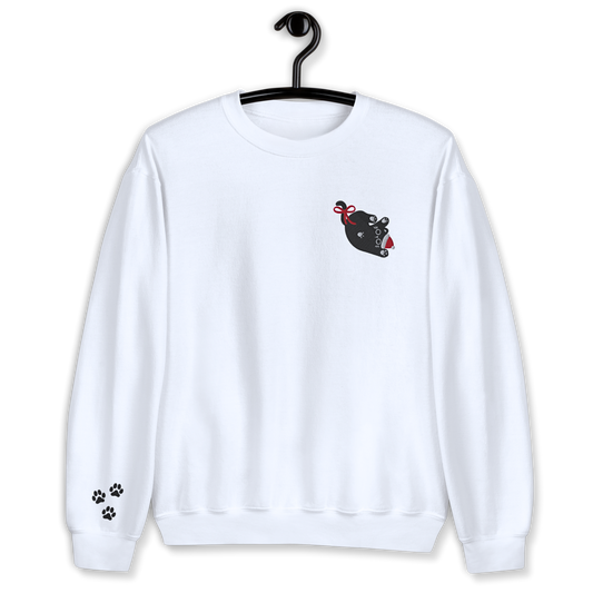 Cat with Santa Hat and Bow Embroidery Unisex Sweatshirt