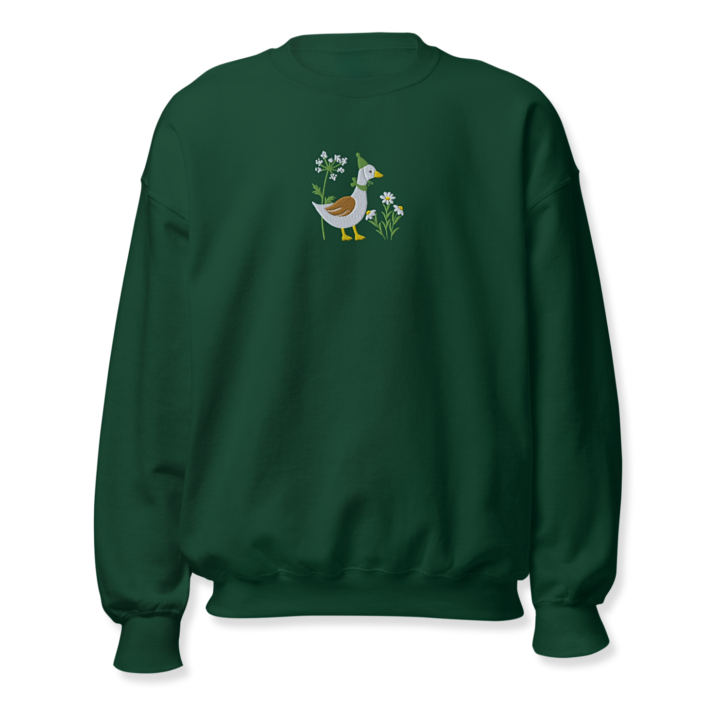 Duck with Daisy Embroidery Unisex Sweatshirt