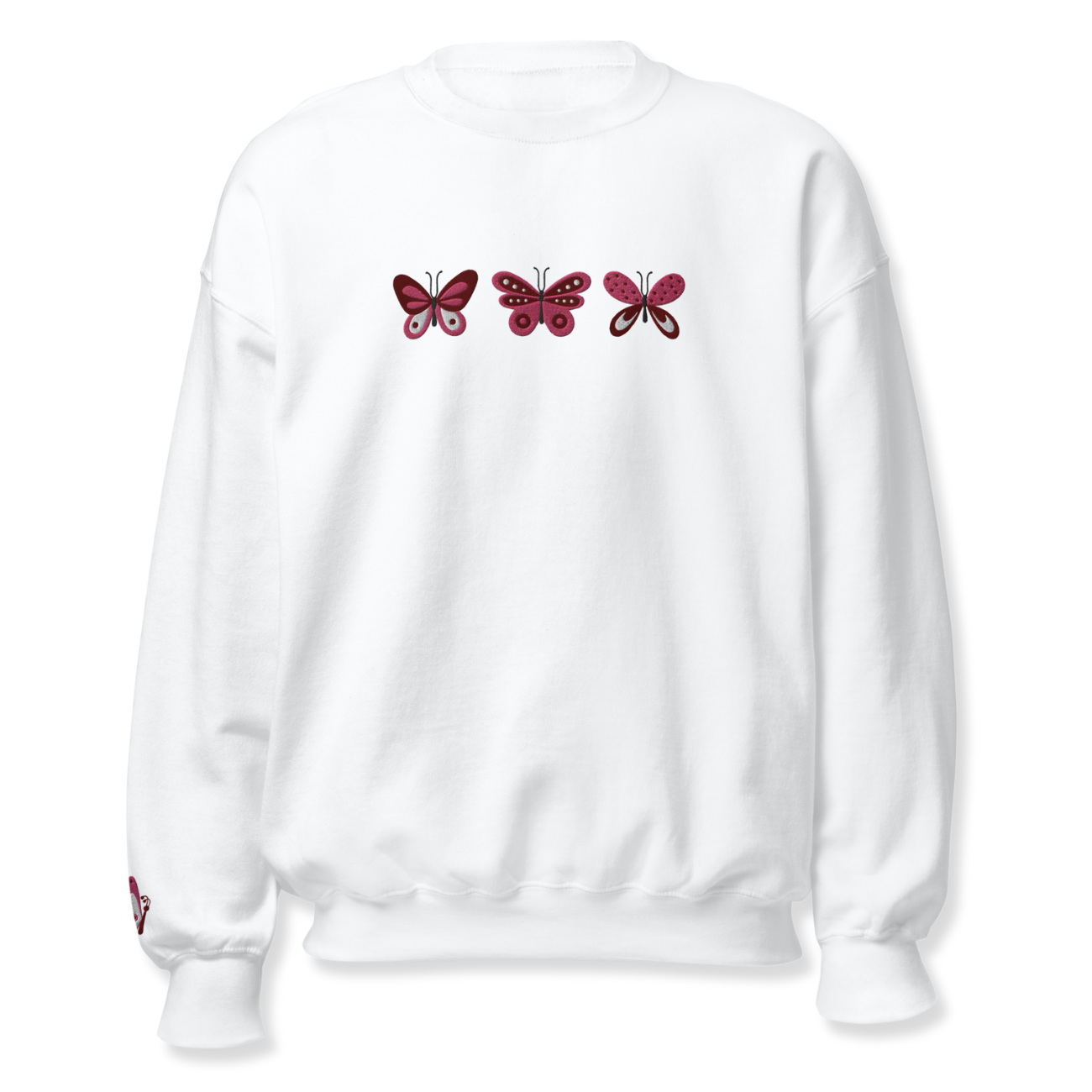 Pink Butterfly Embroidery Sweatshirt