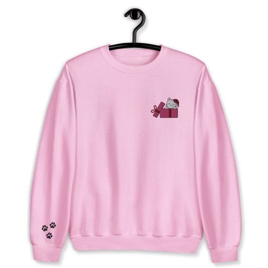 Cat in Gift Box Embroidery Unisex Sweatshirt