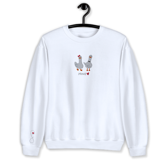 Couple Duck Embroidery Unisex Sweatshirt