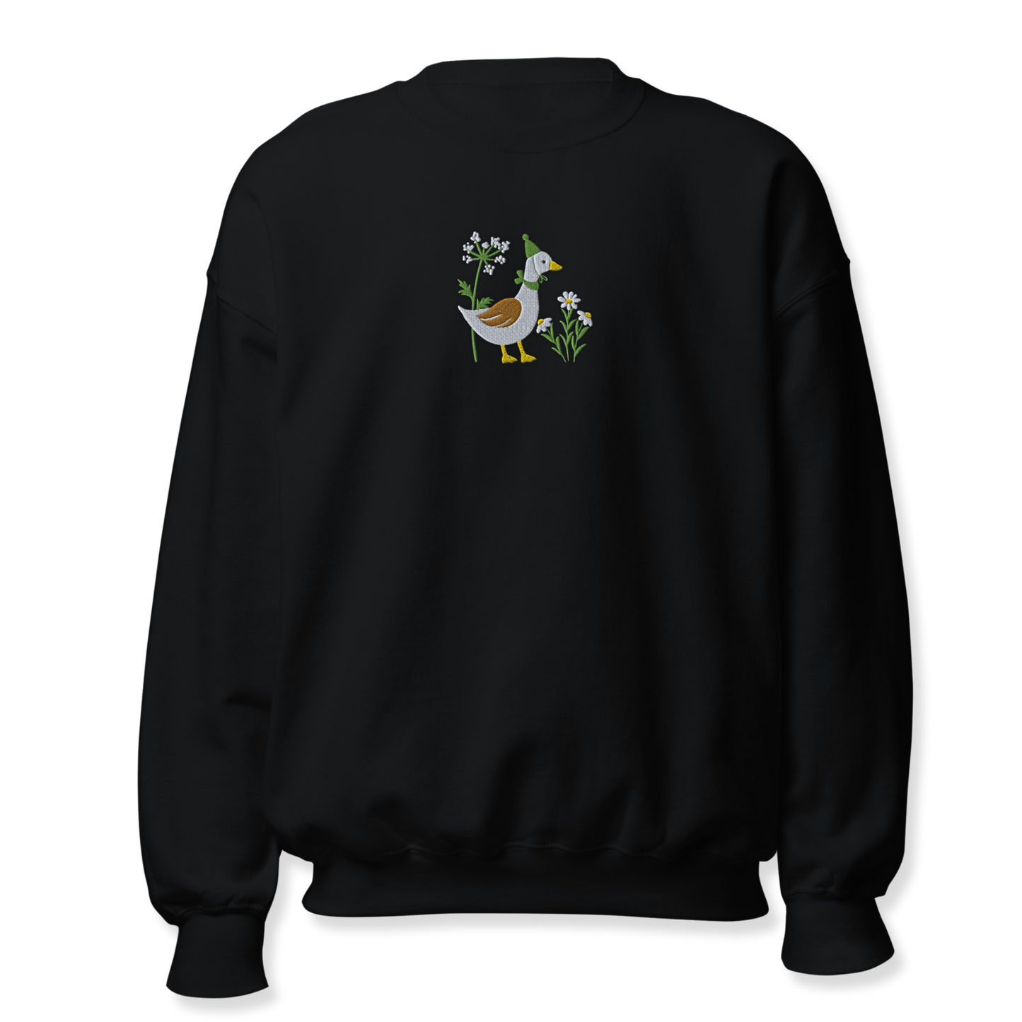 Duck with Daisy Embroidery Unisex Sweatshirt