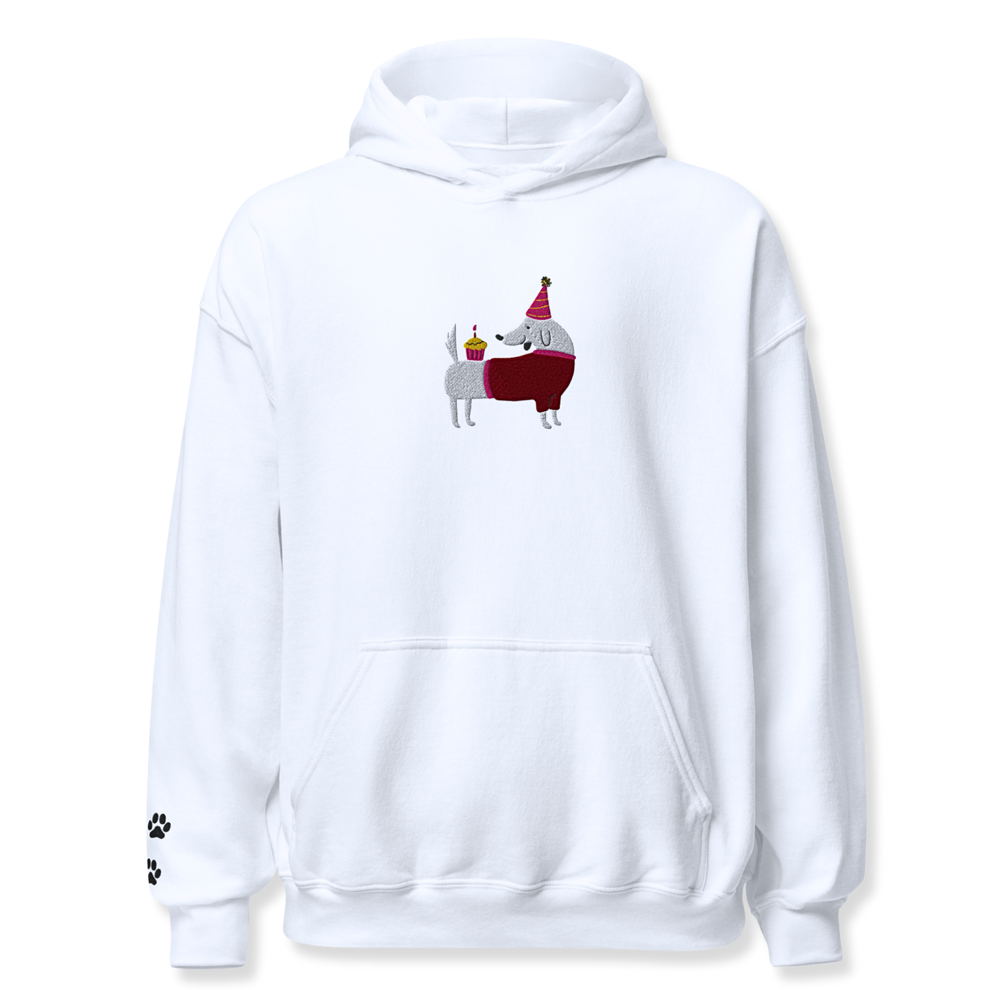 Dog with Cupcake Embroidery Unisex Hoodie