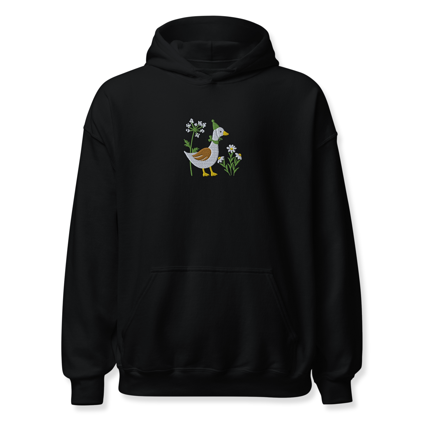 Duck with Daisy Embroidery Unisex Hoodie