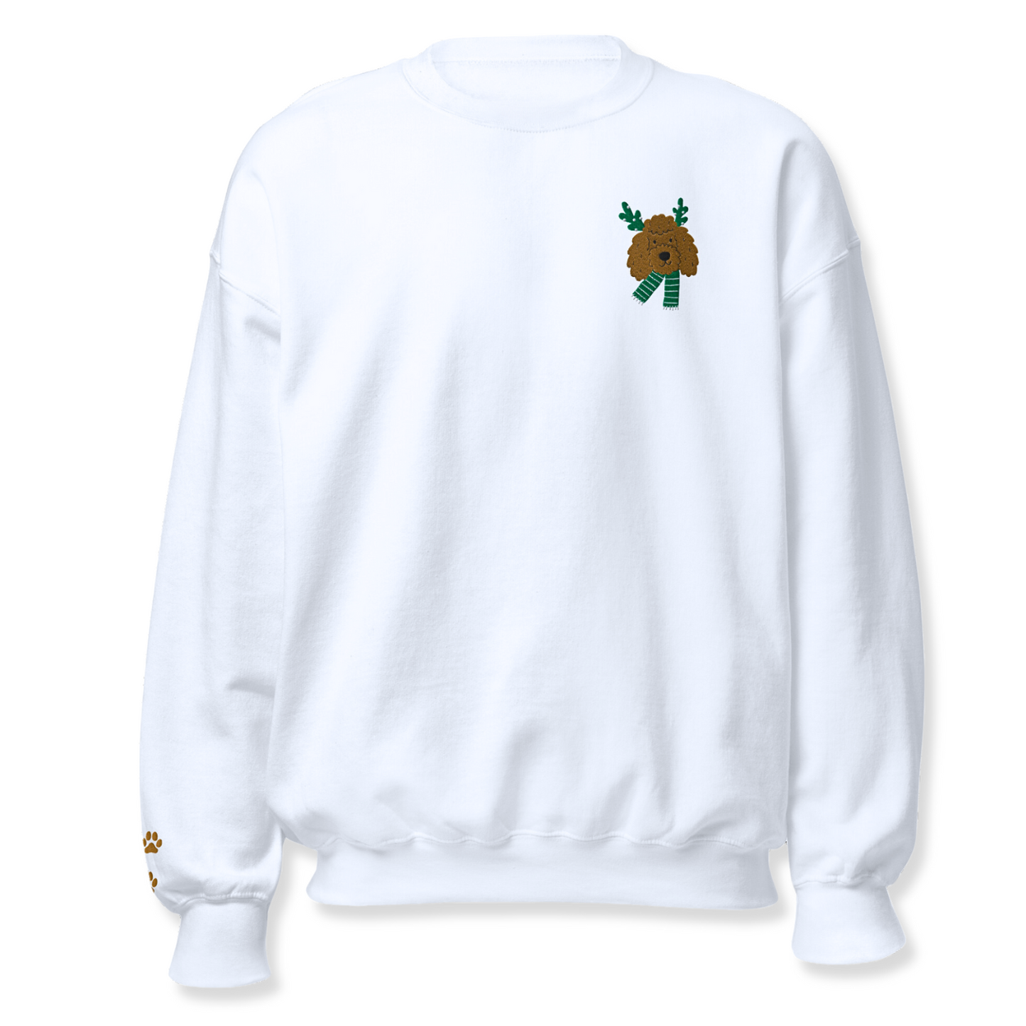 Dog Face with Green Scarfe Embroidery Unisex Sweatshirt