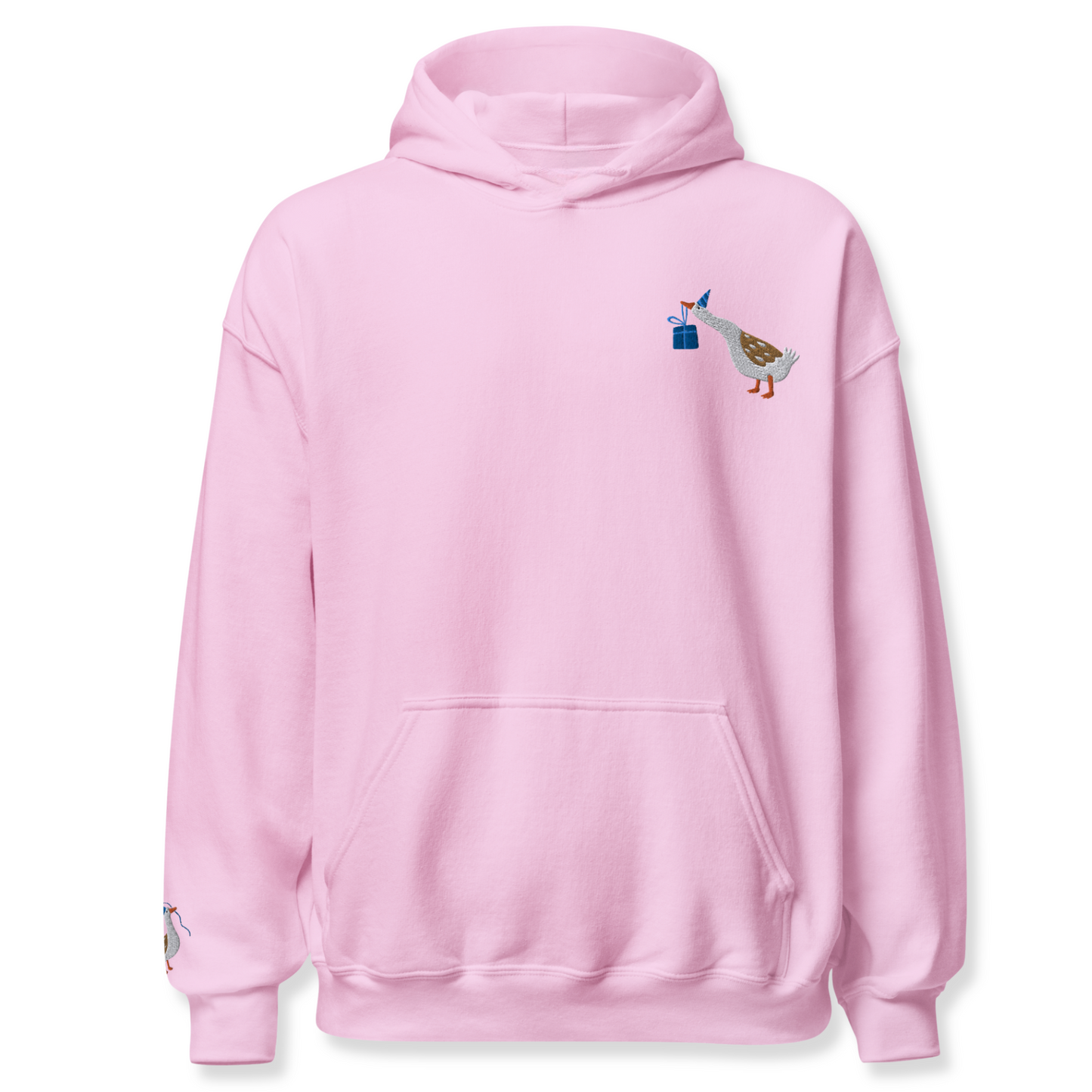 Duck with a gift Embroidery Unisex Hoodie