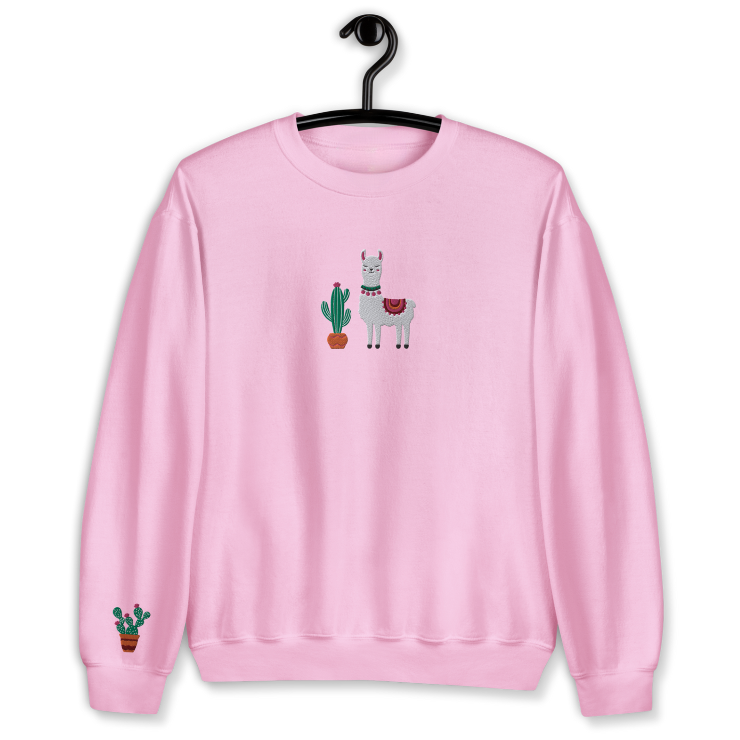 Lama and Cactus Embroidery Unisex Sweatshirt