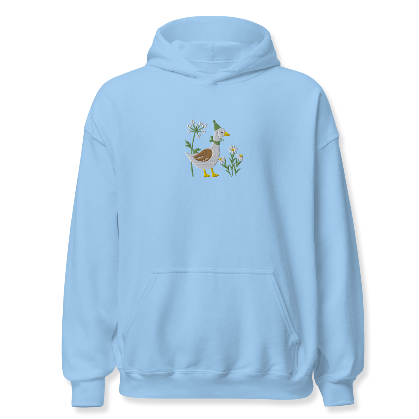 Duck with Daisy Embroidery Unisex Hoodie