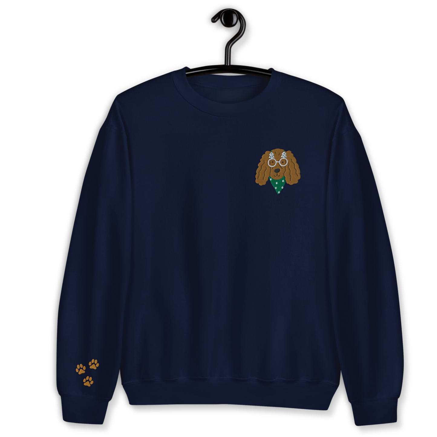 Dog wearing Christmas Glasses Embroidery Unisex Sweatshirt