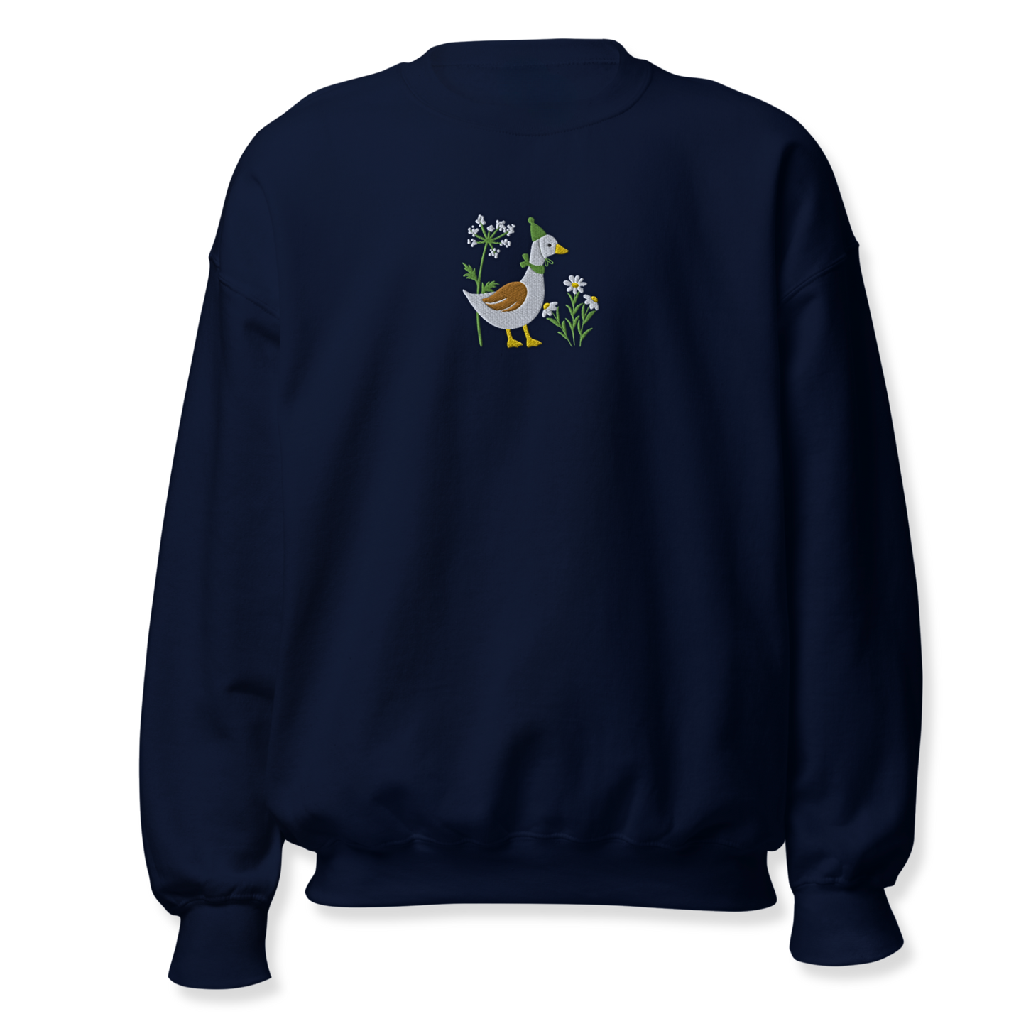 Duck with Daisy Embroidery Unisex Sweatshirt