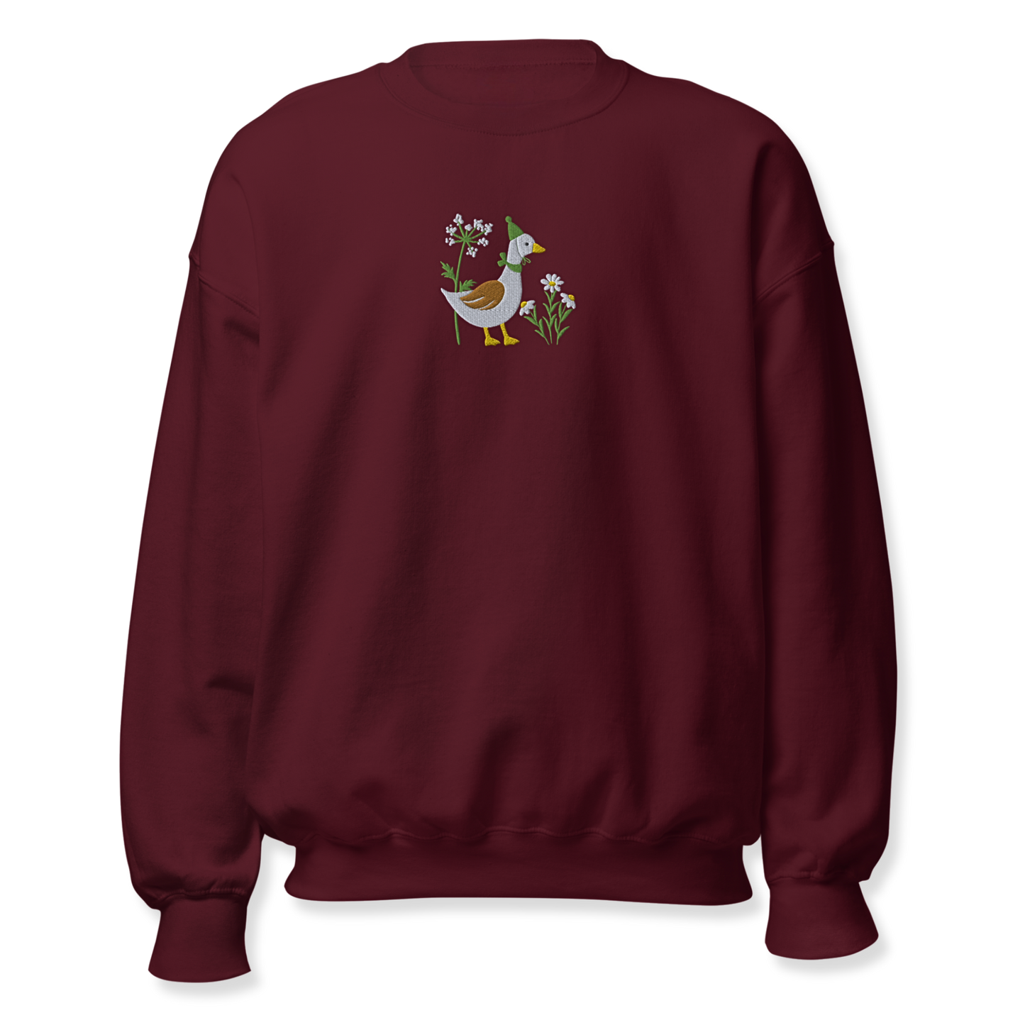 Duck with Daisy Embroidery Unisex Sweatshirt