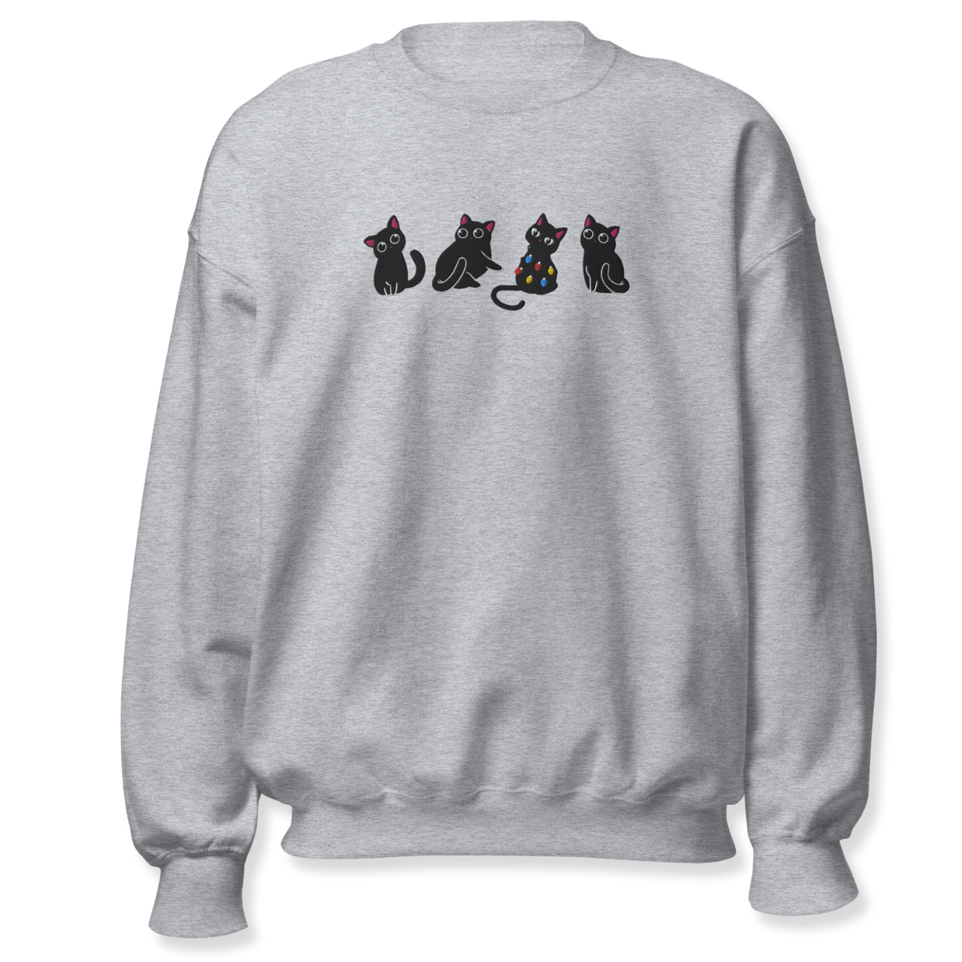 Black Four Cats Embroidery Sweatshirt