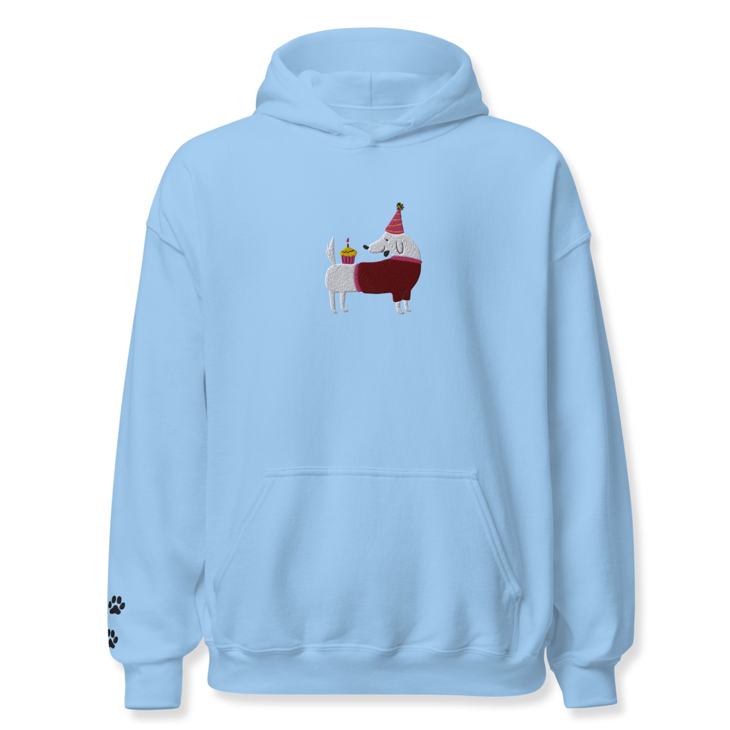 Dog with Cupcake Embroidery Unisex Hoodie