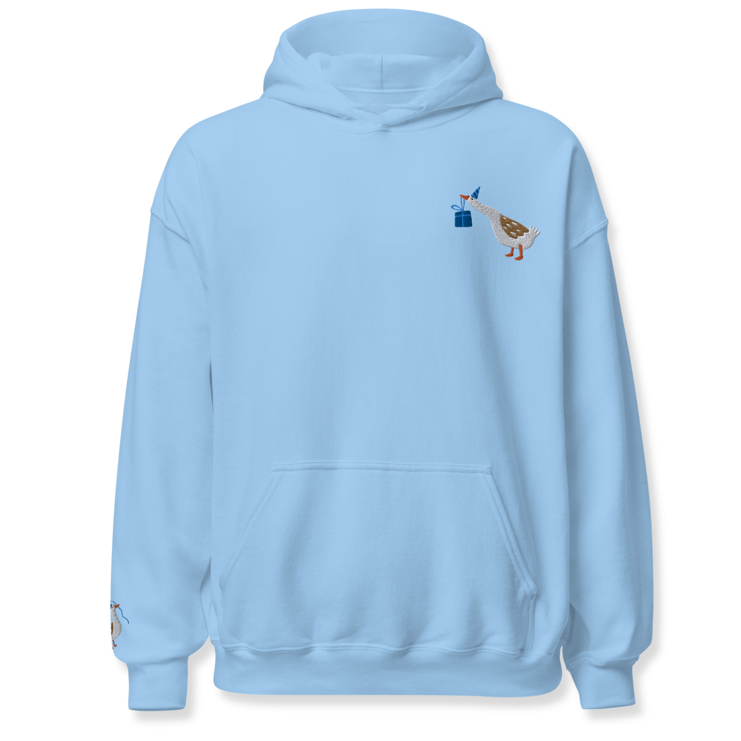 Duck with a gift Embroidery Unisex Hoodie