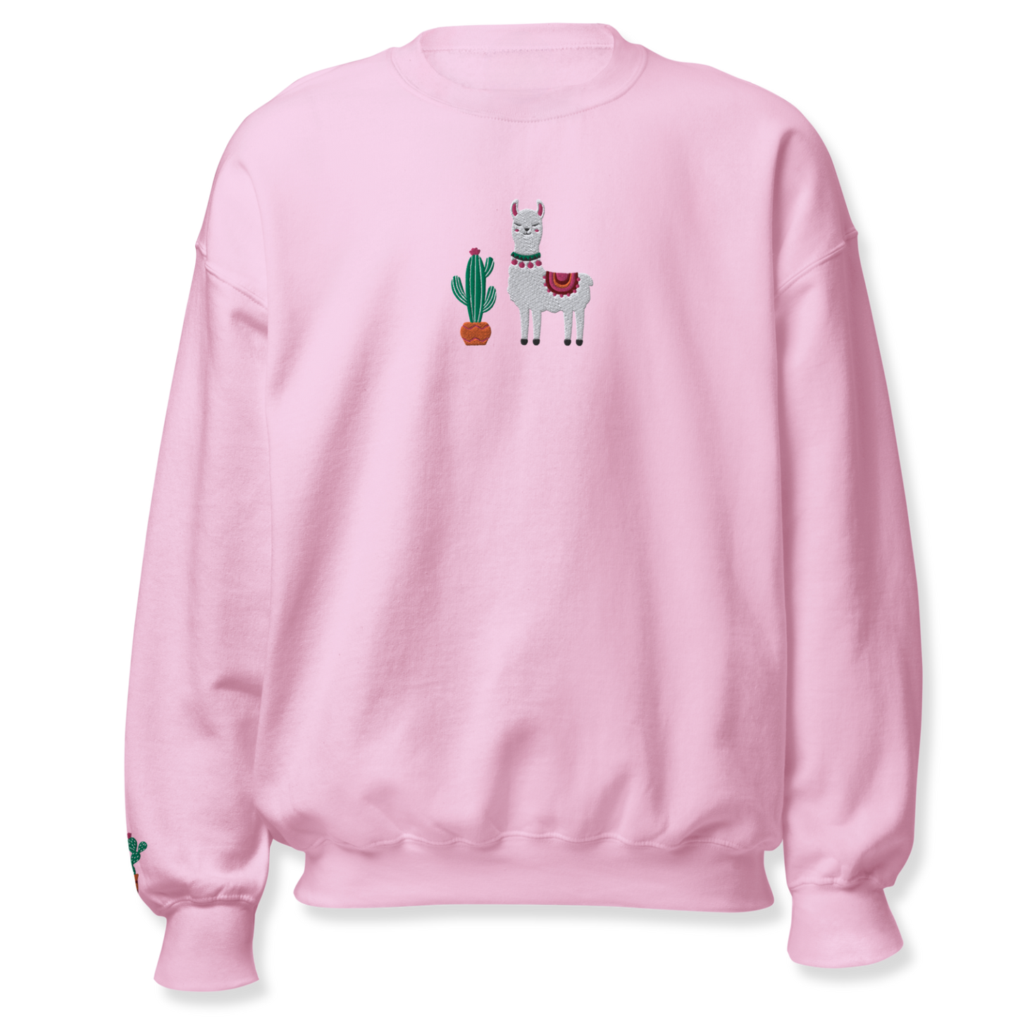 Lama and Cactus Embroidery Unisex Sweatshirt