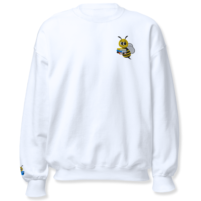 Honey Bee with Books Embroidery Unisex Sweatshirt