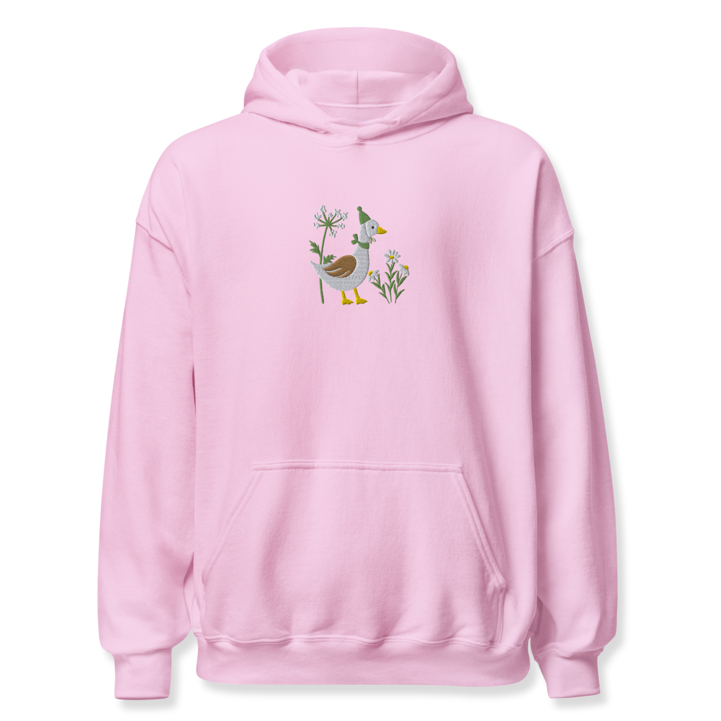 Duck with Daisy Embroidery Unisex Hoodie