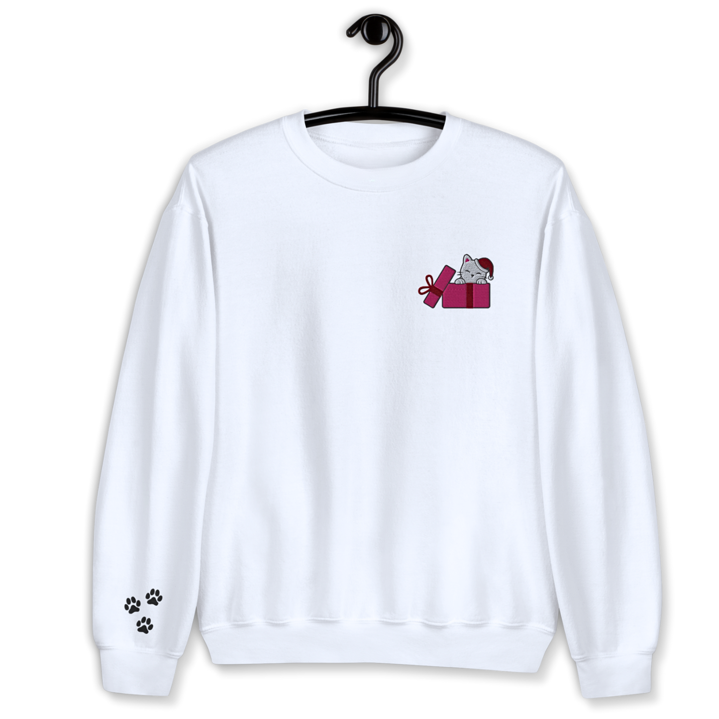 Cat in Gift Box Embroidery Unisex Sweatshirt