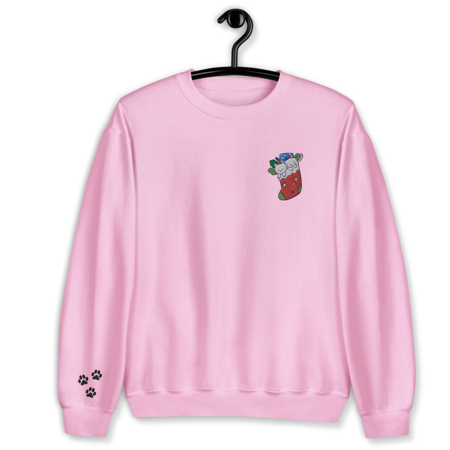 Cat and dog in Christmas Socks Embroidery  Unisex Sweatshirt