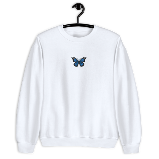 Blue Butterfly Embroidery Sweatshirt