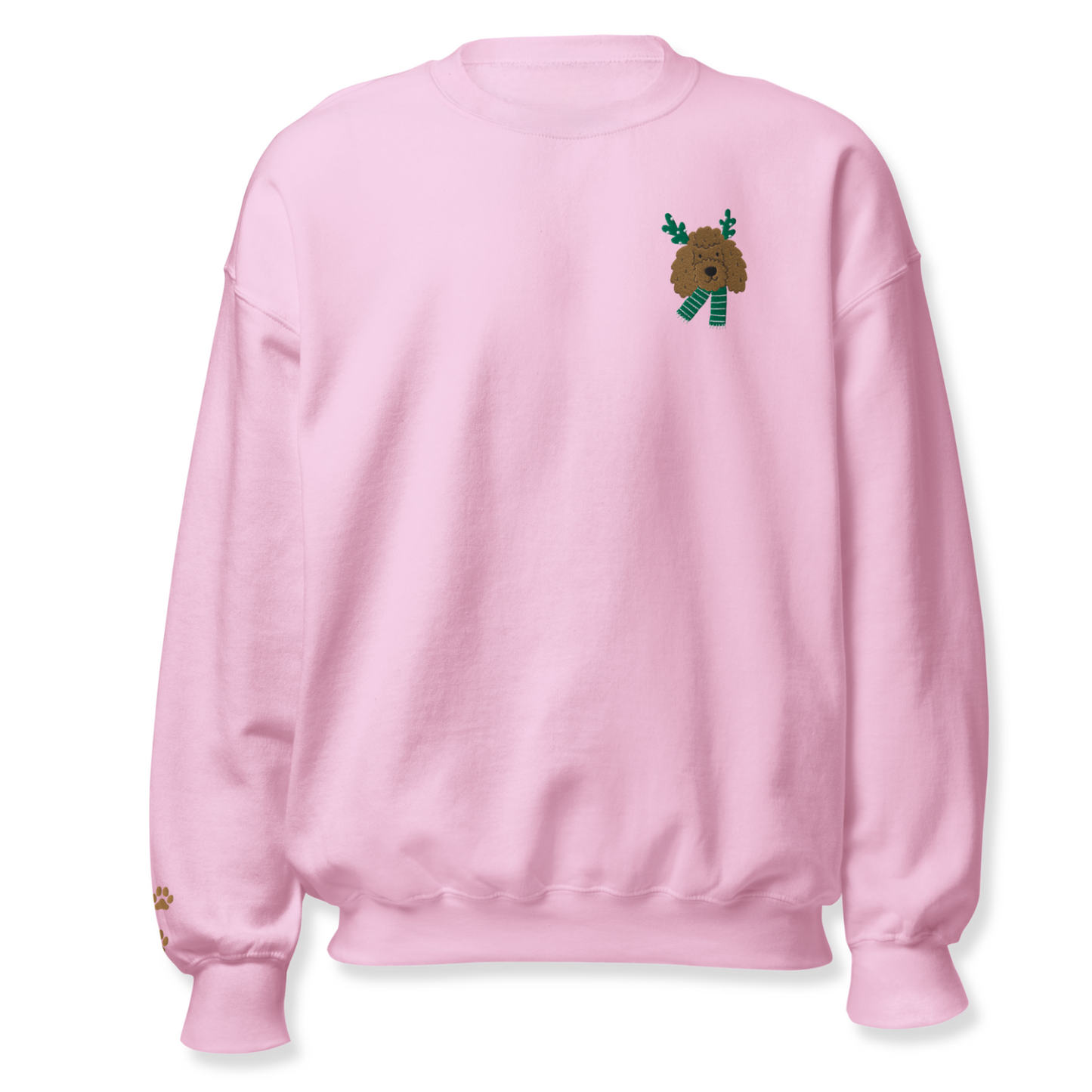 Dog Face with Green Scarfe Embroidery Unisex Sweatshirt