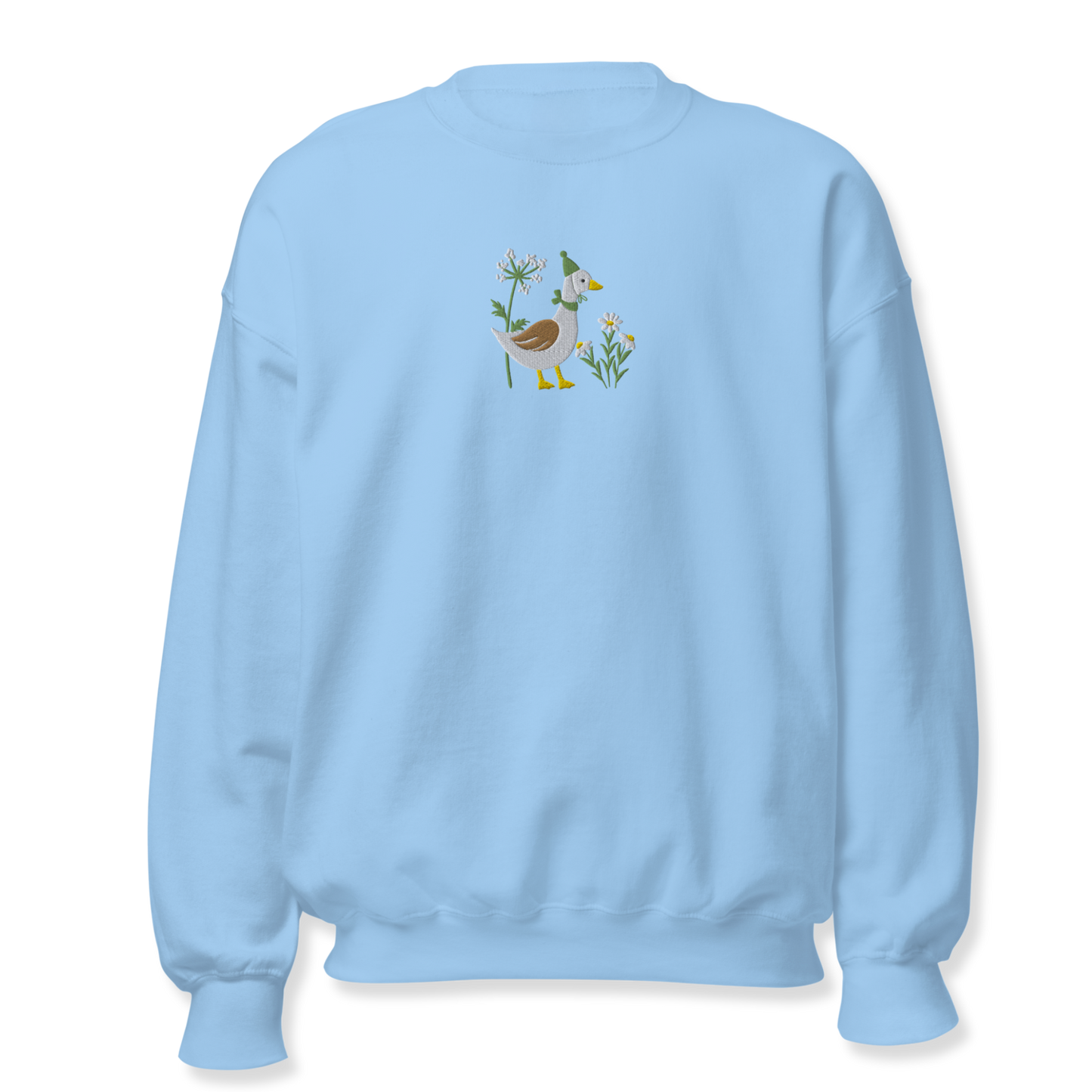 Duck with Daisy Embroidery Unisex Sweatshirt