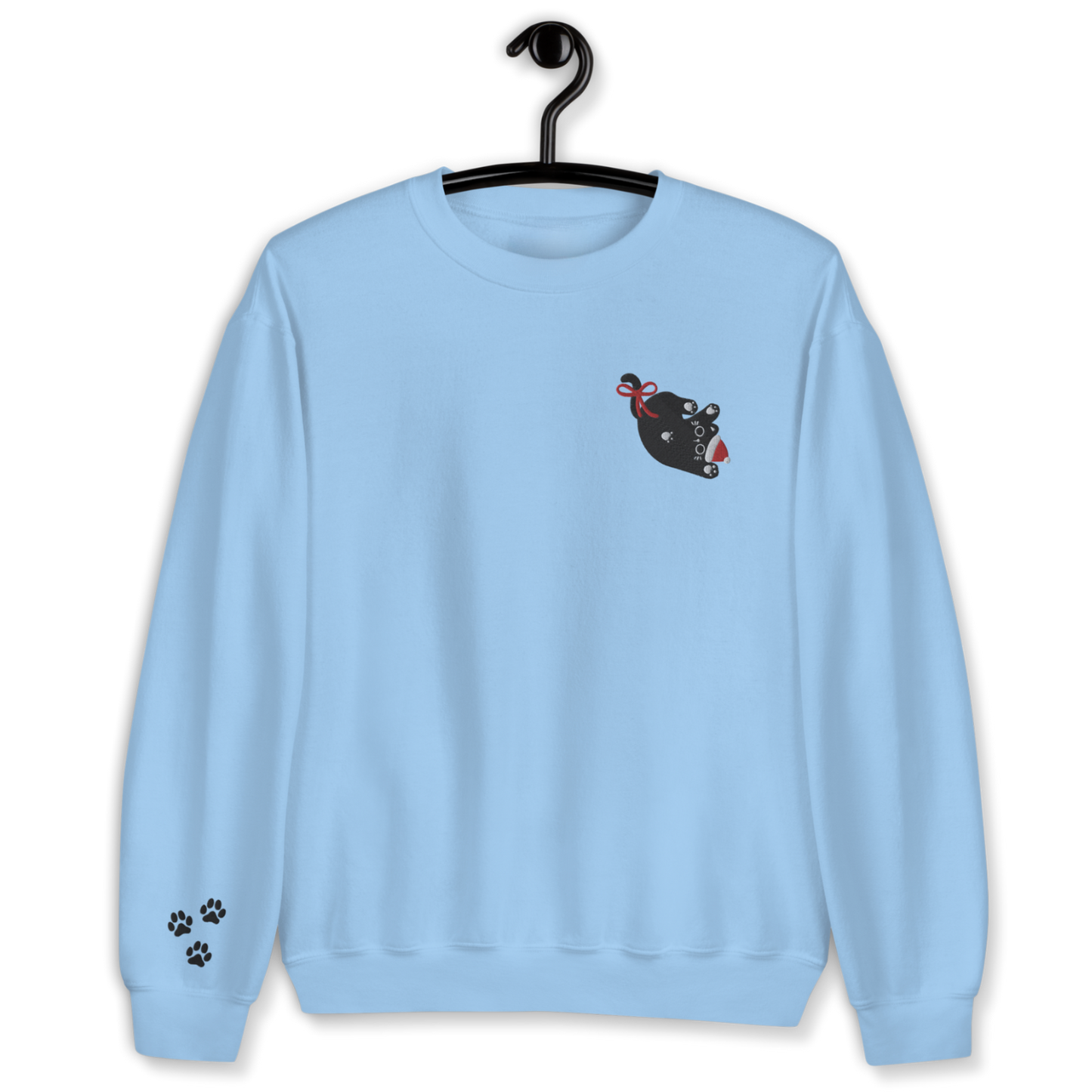 Cat with Santa Hat and Bow Embroidery Unisex Sweatshirt