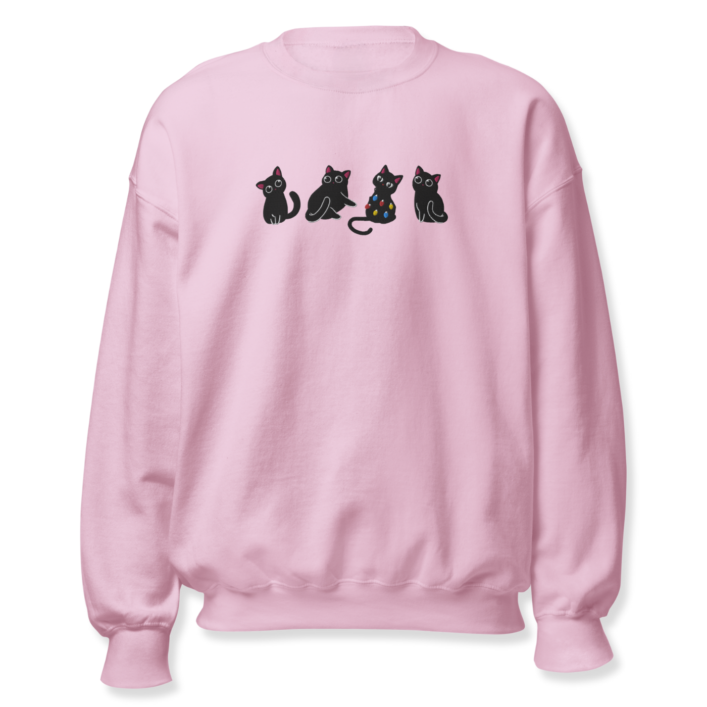 Black Four Cats Embroidery Sweatshirt