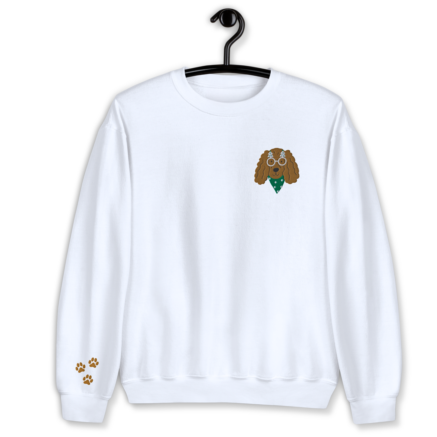 Dog wearing Christmas Glasses Embroidery Unisex Sweatshirt