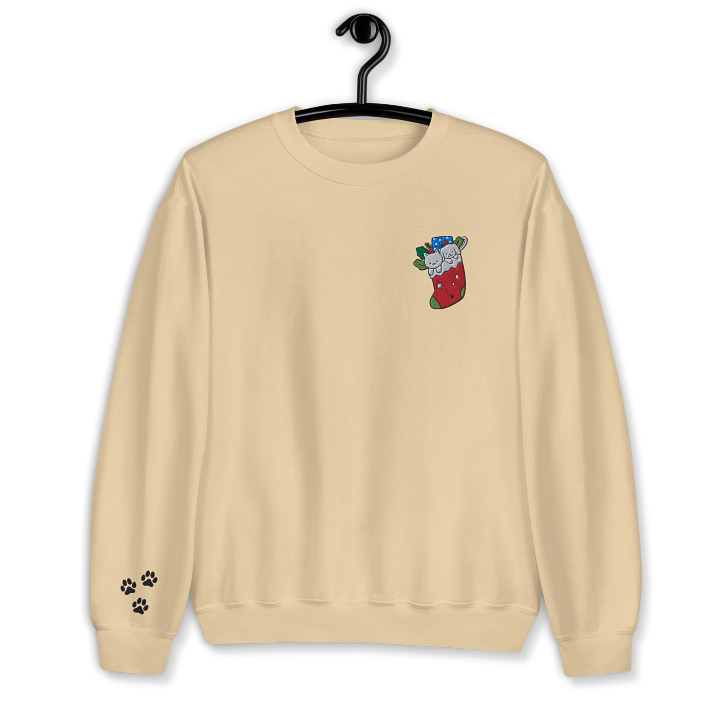 Cat and dog in Christmas Socks Embroidery  Unisex Sweatshirt